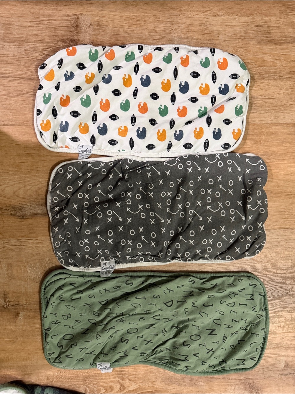 Copper Pearl Baby Burp Cloth Set - Green, Gray & White Patterned - Picture 2 of 3